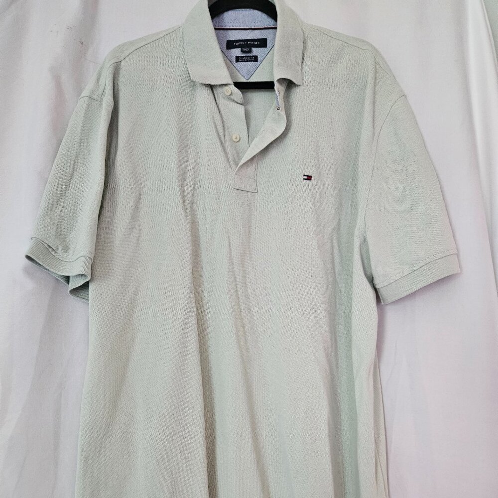 Tommy Hilfiger Polo Short Sleeve Classic Fit Mens Size XL Cotton Light Green